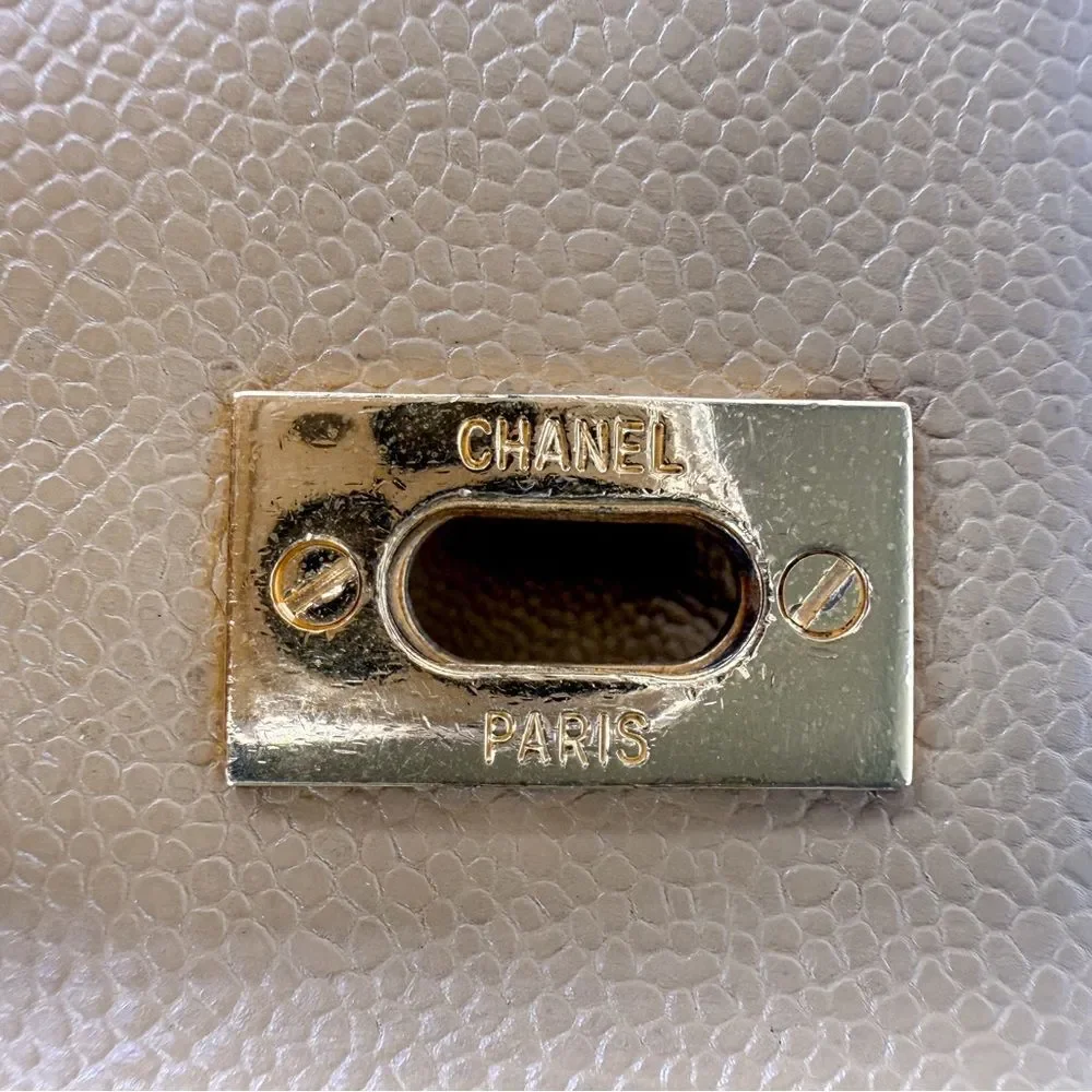 CHANEL Vintage Tan CC Logo Caviar Leather Backpack